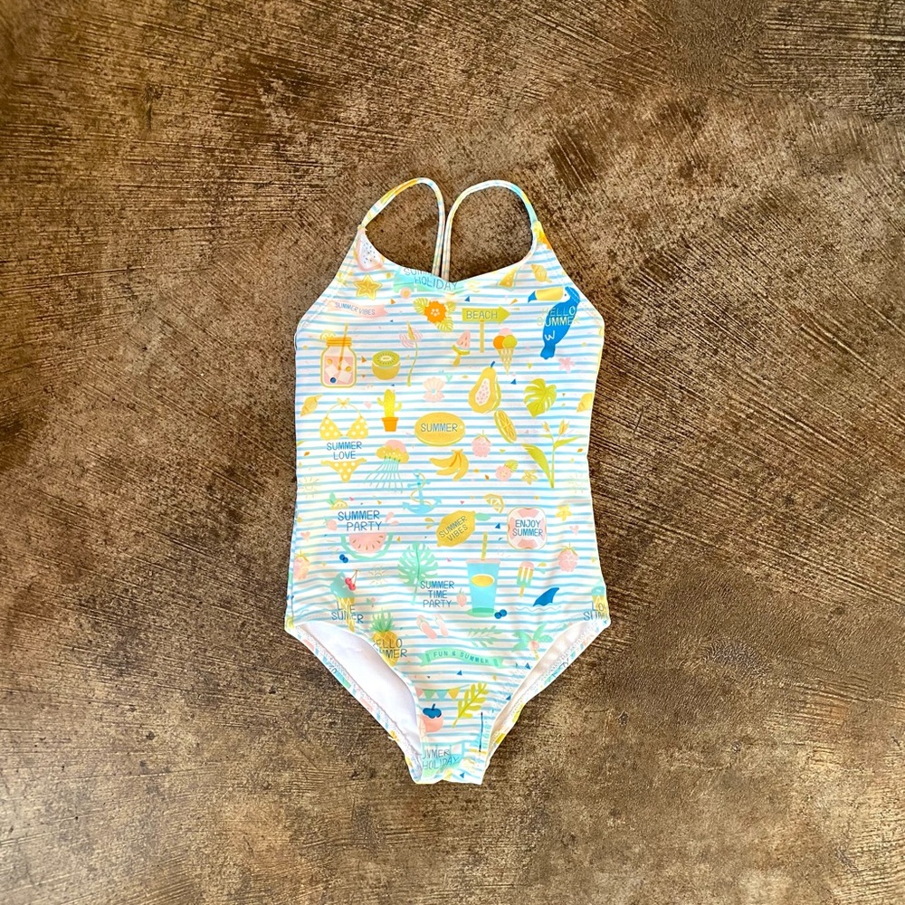 Adorable girls size 6 Tropical One-Piece Swim Suit